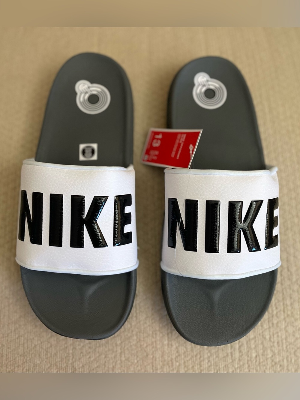 Size 13 - Nike Offcourt Slide Dark Grey White Black BQ4639-001 Men's New